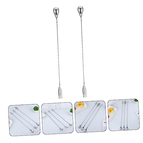 Cuillères cocktail long manche réutilisables pour mélanger sans résidus - 6