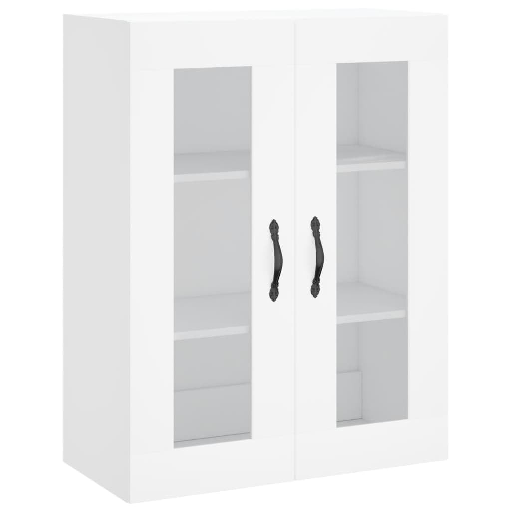 Highboard biała 69,5 x 34 x 180 cm, szafa z materiału drewnopochodnego ze szklanymi drzwiami, elegancki mebel do salonu, sypialni, dużo miejsca do przechowywania