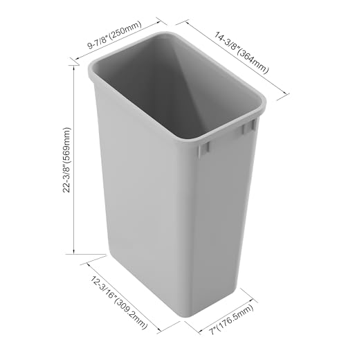 Image of Dowell 50L Wastebasket Trash Container, 52.8Qt /13.2Gal, Plastic, Stackable, for Kitchen /Bathroom /Office, Fits Under Sink /Desk (Grey 4000 50 04)