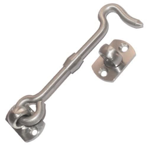 RISEOM Brass Gate Hook/Window Hook (Square-Oval Eye) Pack of 2 (5 inch, SS-Silver) (B082Z8M8YY) Amazon Price History, Amazon Price Tracker