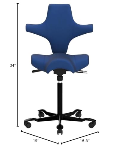 Image of HAG Capisco Sit to Stand Chair-Black Frame-Upholstered Cobalt Blue