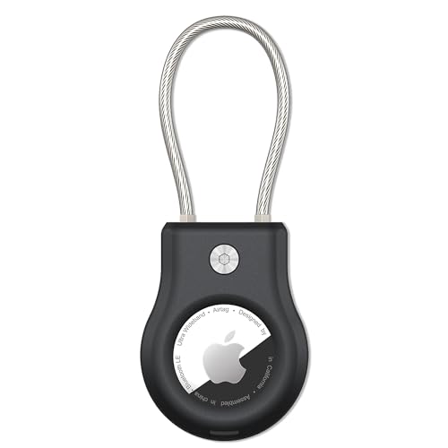 SCALLOP for Airtag (1st & 2nd Gen) Keychain Holder with Wire Cable Secure Lock Airtag Holder 360Protective Air Tag Case Holder for Key Chain Key Ring Car Keys Luggage Compatible Apple Air tag