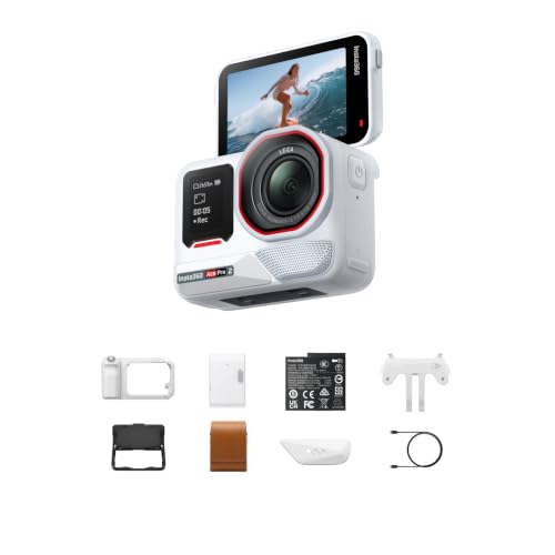 Image of Insta360 Ace Pro 2 Arctic White Limited Edition Flash Print Bundle - 8K Waterproof Action Camera Co-Engineered with Leica, 1 /1.3 inch Sensor, Leading Low Light, Xplorer Grip Pro Kit for Street Photography