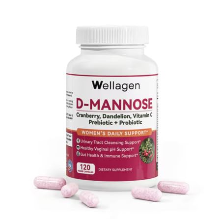 Urinary Tract and Bladder Health Support with Vaginal Probiotic Plus Prebiotics for Women - D-Mannose, Cranberry, Dandelion, Vitamin C -120 Veggie Capsules (60 Days Supply)