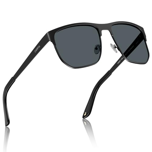 CARFIA Sonnenbrille Herren Polarisiert, Metall-Rahmen Quadratische, UV400 Modebrille