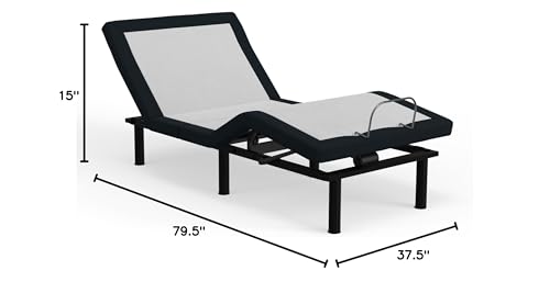Image of Blissful Nights Twin XL e3 Adjustable Bed Base Frame with Head and Foot Incline, Wireless Remote Control, Easy Assembly, 10 Year Warranty