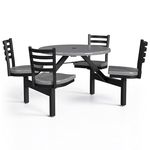 Palmer Hamilton Covey 36' Outdoor Cluster Table with 4 Swivel Seats, Commercial-Grade Fiberglass Top, Indoor/Outdoor Table for Schools, Cafeterias, Patios, Restaurants, Food Courts, Made in The USA