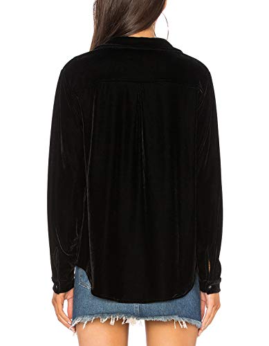 R.Vivimos Womens Winter Velvet Long Sleeve Button Down Casual Tops Shirts3