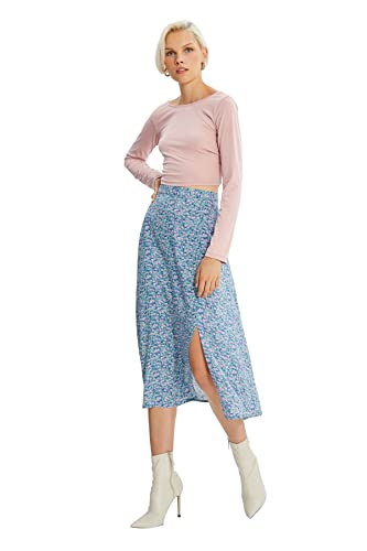 Jupe floral Trendyol verte, jupe femme mi-longue fluide