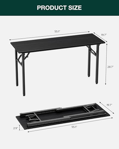 Image of Frylr Small Folding Computer Desk - Portable 55.1 Inch Foldable Laptop Table, Collapsible and Compact for Easy and Fast Setup, Lightweight for Small Spaces, Home Craft and Study Use, Dark Oak
