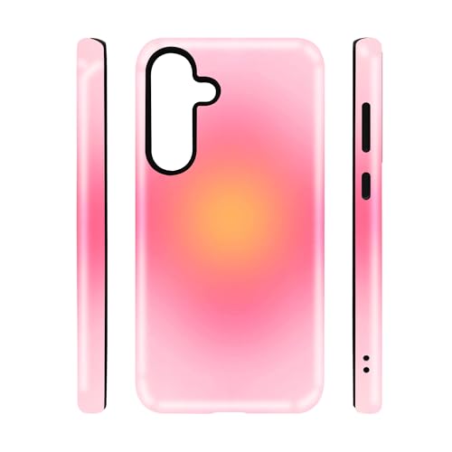 qizjio Aura Gradient Pink Orange Aesthetic Phone Case, Shockproof Protective Cover for Samsung Galaxy S25 Plus