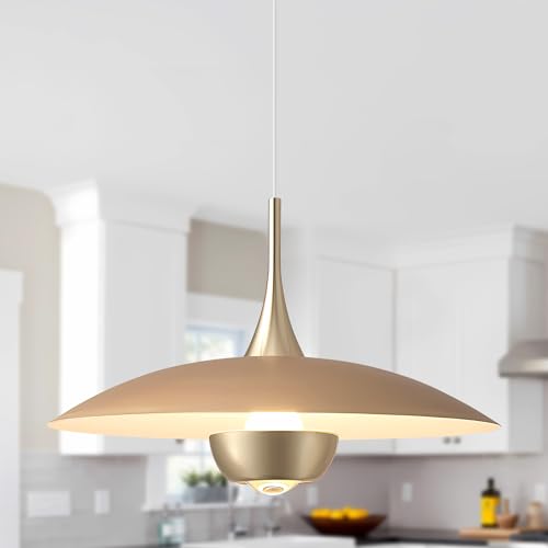 Image of Vintage Led Pendant Light Farmhouse Gold Metal Ceiling Lights Mid Century Modern Pendant Lighting Industrial Large Pendant Light for Kitchen Island Bedroom