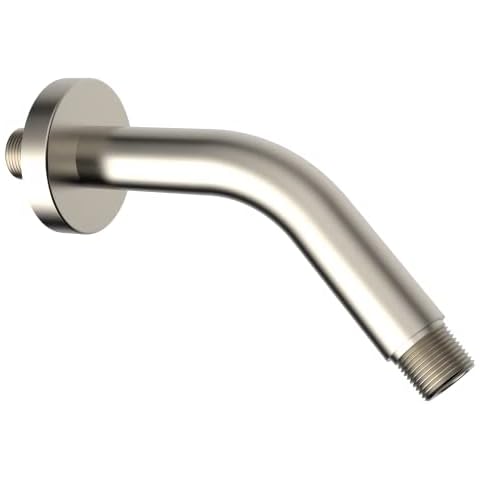 Aquaiaw Only Produce and Sell Solid Brass Shower Arms. Aquaiaw Shower Arm and O-Ring Flange, 6 inch, Solid Brass, Round, Both 1/2 NPT Tapered Threads, PVD Brushed Nickel Wall Mount Shower Head Arm Cover