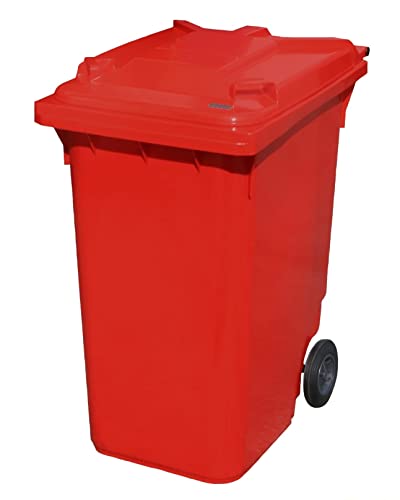 Red 360 ltr Wheelie Bin - Large Size Household Wheelie Bin (For Many Councils) - Tough & Durable - For All Your Outdoor Rubbish & Recycling - EN840 Certified & Tested