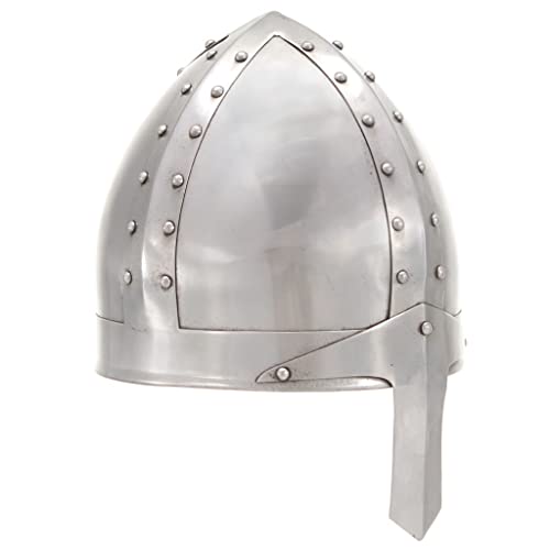 vidaXL Casque de Chevalier Médiéval Réplique pour GN Casque d'Armure Fête d'halloween Reconstitution Historique Cosplay Moyen-âge Acier Argenté