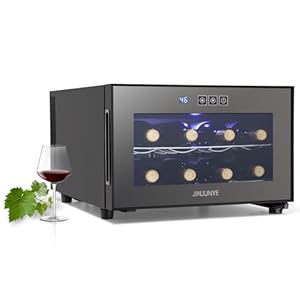 8 Bottle Wine Cooler Refrigerator, Wine Fridge Small, Countertop Wine Cooler with Digital Temperature Control, 46-66℉ Mini Freestanding Wine Cellars Glass Door, Gift for Wine Lover