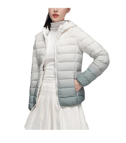 Mnjyihy Women Gradient Down Jackets Autumn/Winter Hooded Slim Fit Lightweight Keep Warm Down Coats