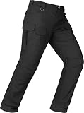 Men's Tactical Pants Water Resistant Stretch Cargo Ripstop Pants Lightweight Outdoor Military EDC Work Hiking Pants Black 42W×32L