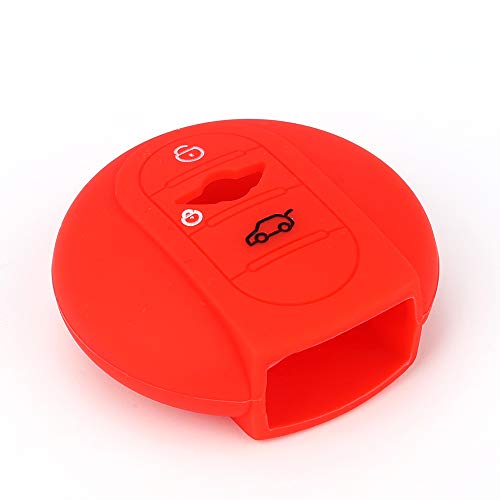 YLC Funda de silicona para llave de coche BMW Mini Cooper ONE S JCW F54 F55 F56 F57 F60 Clubman Countryman 3 botones llave inteligente (rojo)