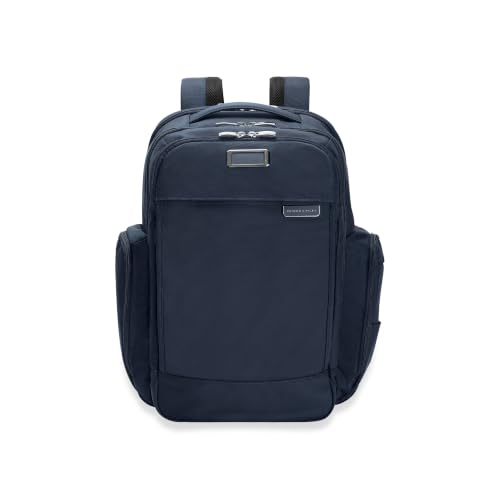 Briggs & Riley Traveler Backpack - Carry On Travel Backpack for Women & Men Personal Item Travel Bag Lightweight & Durable Padded Straps Fits up to 15 Laptop - Baseline Collection Navy