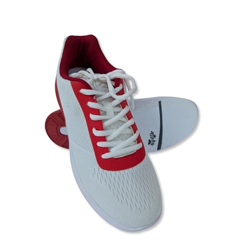 Bowling-Schuhe Aloha HexaGo Bowlingschuh für Damen Herren und Jugendliche Für Rechts- und Linkshänder (Weiß/Rot EU Schuhgrößensystem Erwachsene Herren Numerisch M 45)
