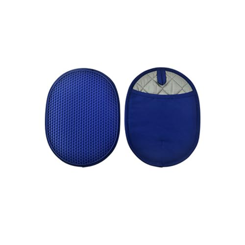 Silicone Pot Holder Set of 2 with Pocket, Heat Resistant Oven Mitts and Non-Slip Ribbed Kitchen Hot Pads for Cooking and Baking - Extra Large Size 9.8 x 7.5 inches, Quilted Lining (Blue)