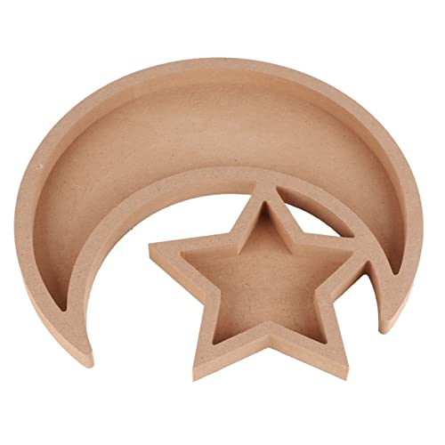 Akozon Bandeja para Refrigerios de Madera con Diseño de Luna y Estrella - Perfecta para Fiestas, Reuniones y Decoración del Hogar - Fuente única para Servir Frutas Secas, Nueces