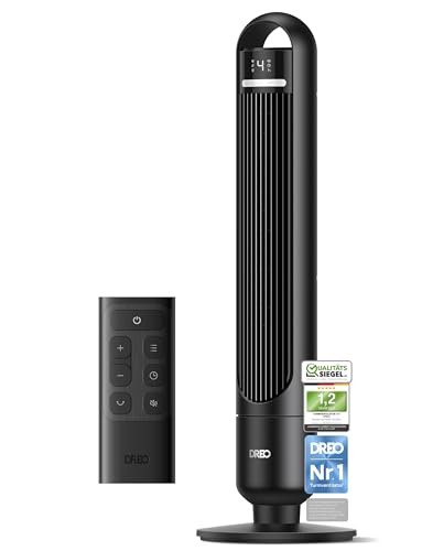 DREO Leiser Turmventilator, Ventilator mit Kühlung, Fernbedienung für Schlafzimmer, Tower Fan...