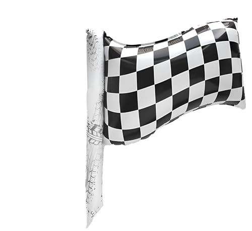 Image of GREATRIL Racing Flag Foil Balloon - Checkered Car Party Decoration for Kids' Birthdays, Racing-Themed Celebrations, and Events