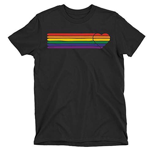 FreeWillShirts Retro Heart Strip - Unisex Mens Ladies LGBT Organic Cotton T-Shirt