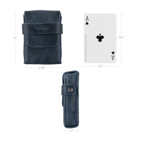 Image of Hide & Drink, Classic Case for Playing Cards (Not Included) Secure Storage, Playing Deck Holder, Travel Accessory, Full Grain Leather, Handmade, Slate Blue