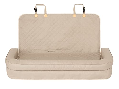 PillowPrim Hundeautositz, Hundedecke Auto rückbank, Transportbox Katze, Hundebox, Hundekorb, Hundegeschirr, Hundebett, Hundekörbchen, Beige Oxford, 133 x 45 cm