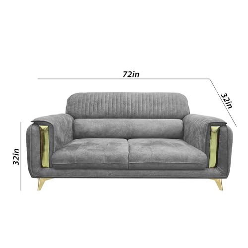 Image of Casaliving Gelio 3 Seater Sofa Set for Living Room (Dark Grey Colour) Premium Fabric Sofa Set
