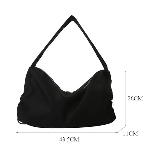 Handbags Canvas Casual Large Capacity Messenger Solid Color Underarm Women Black2