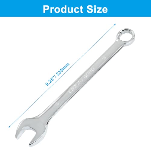 Image of Hordion 19mm Metric Combination Wrench Spanner with Box End and Open End | 12-Point Box End, Open End, Mirror-Chrome Plated, High Carbon Steel