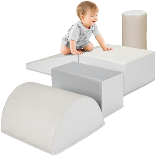 Image of Best Choice Products Soft Foam Climbing Blocks for Toddlers & Babies, 5-Piece Soft Play Climber Set, Crawl & Climb Activity Playset, Toddler Climbing Toys for Indoor Playground - Neutral