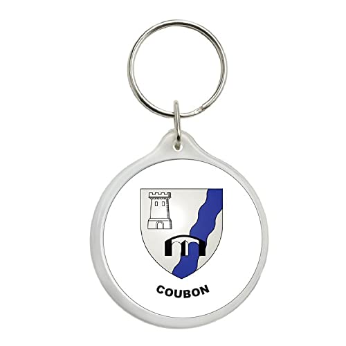 ROUND KEYCHAIN. HERALDIC SHIELD COUBON HAUTE-LOIRE FRANCE