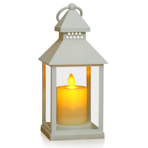 Weihnachtsdeko Laterne, Weihnachtslaterne mit LED Kerzen, Laterne Weihnachten, Grablaterne Friedhof Wetterfest Outdoor, Laterne für Draußen Wasserdicht Batteriebetrieben für Innen Draußen Garten (D)