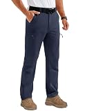 TACVASEN Mens Travel Pants Quick Dry Water Resistant Stretch Hiking Pants with Zipper Pockets Summer Cargo Fishing Outdoor Navy 36