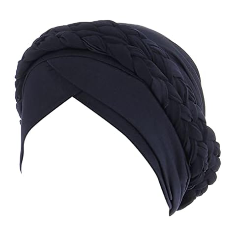 AQ899 Chemo Cancer Head Hat Cap Ethnic Bohemian Pre-Tied Twisted Braid Hair Cover Wrap Turban Headwear Baggy Slouchy Beanie Chemo Hat Cap Slouchy Snood Hat Cancer Headwear #03, One Size Cover