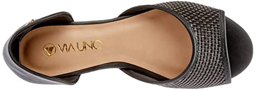 Sapatilha semi-aberta, Via Uno, Feminino, Preto, 35