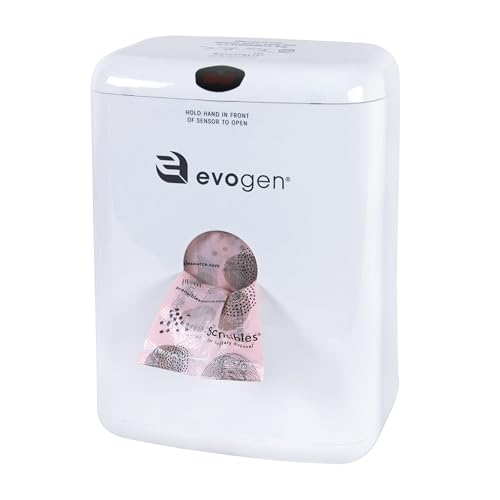 Evogen® No-Touch Combination Receptacle White EVNT-CWR for Menstrual Product Disposal, Hands-Free, Sanitary, Built-in Bag Dispenser, Odor Control, Battery Operated
