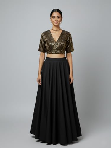 Image of Thevasa Women's Everyday Divine Depth V Neck Half Sleeves Blouse