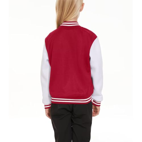 Image of ACEFAST INC Kids Baseball Jacket School Varsity Uniform Casual Sweatshirt Girls Sweater Jacket Baseball Solid Color