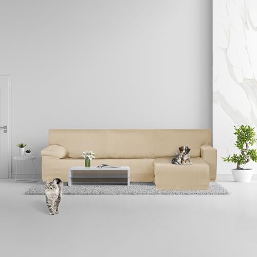 Housse de canapé en L extensible écru design raffiné Luz Eysa - 4