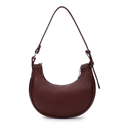 Image of K London Women's Vegan Leather Half Moon Bag | Stylish Black Shoulder Hobo | Compact Baguette Purse for Office, Casual, Party & Travel Use