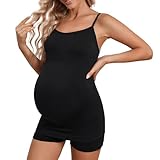 BampooPanPa Maternity Tank Top for Woman Square Neck Camisole with Adjustable Straps Pregnancy Basic Yoga Tops (Black, Large)