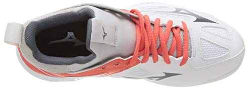 Mizuno Women\'s Ghost Shadow Handball Shoe, Swhite Qshade Hot Coral, 6.5