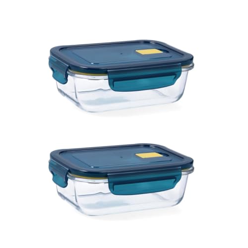 Quid Astral 2 Recipiente Rectangular Hermético Vidri 18x13x6cm - 64cl Otros Vidrios Apto Microondas Apto Congelador Reciclable