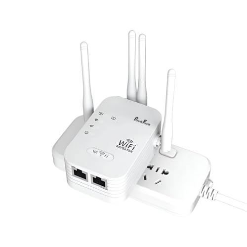 PunnkFunnk WiFi Range Extender | 300Mbps | 2.4GHz Wireless Repeater with 4 Antennas, Dual LAN Ports | Router & Access Point Mode | Plug & Play Setup for Home & Office